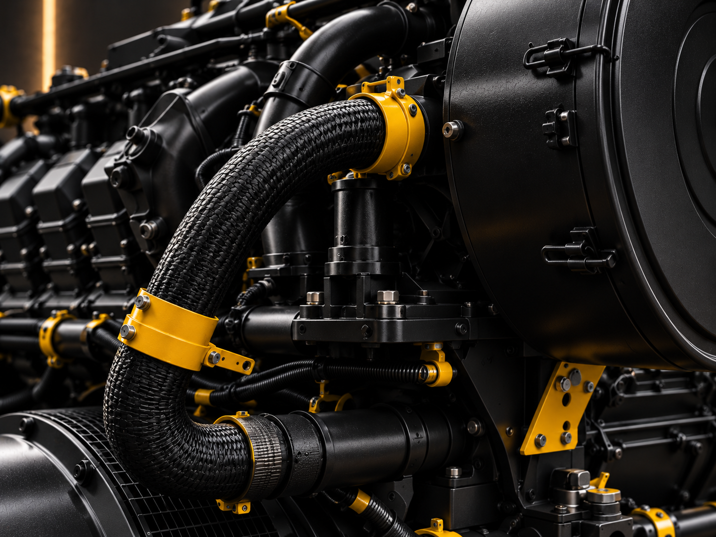 Braided hose and yellow clamps