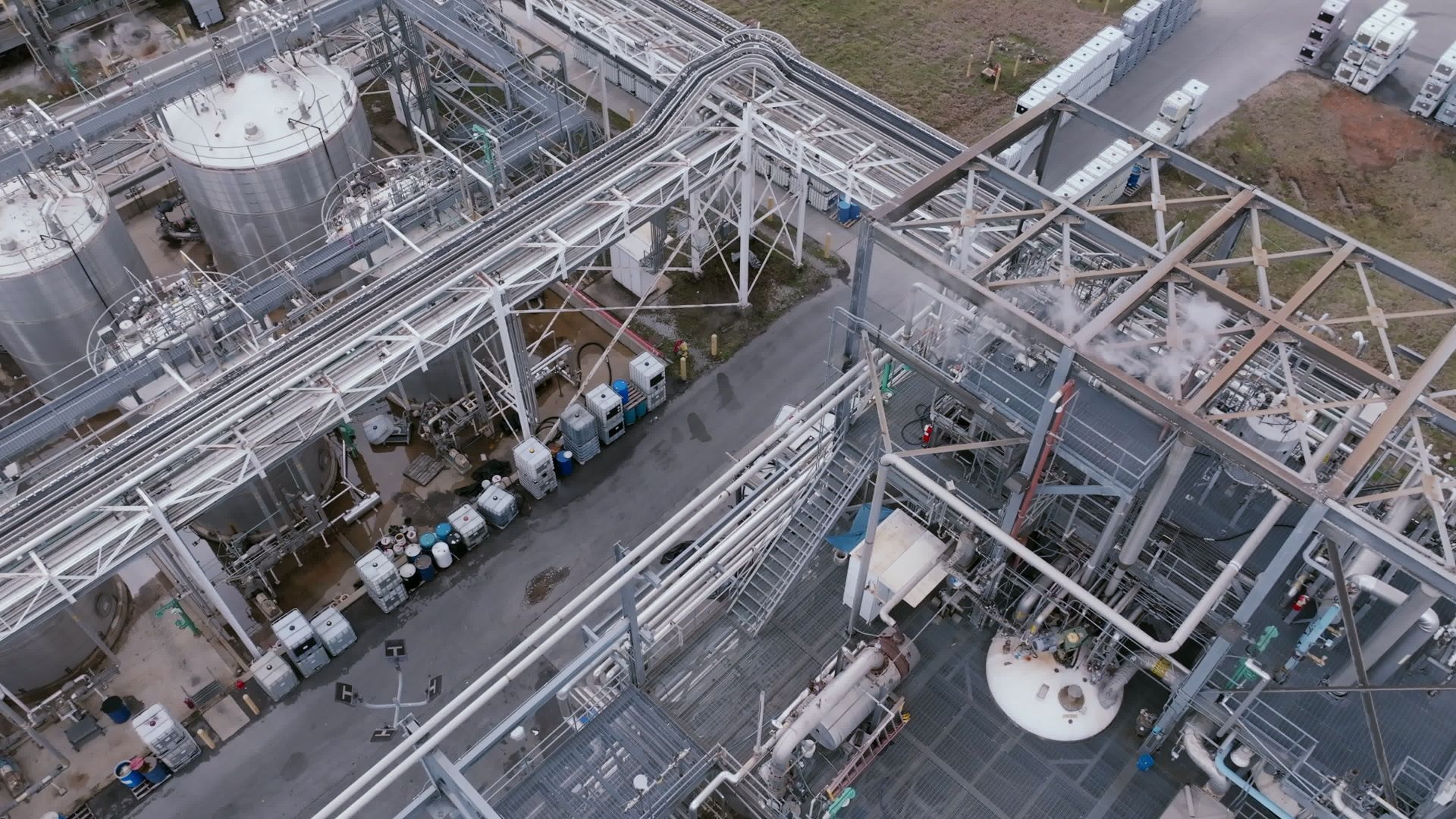 Aerial view of an industrial energy site
